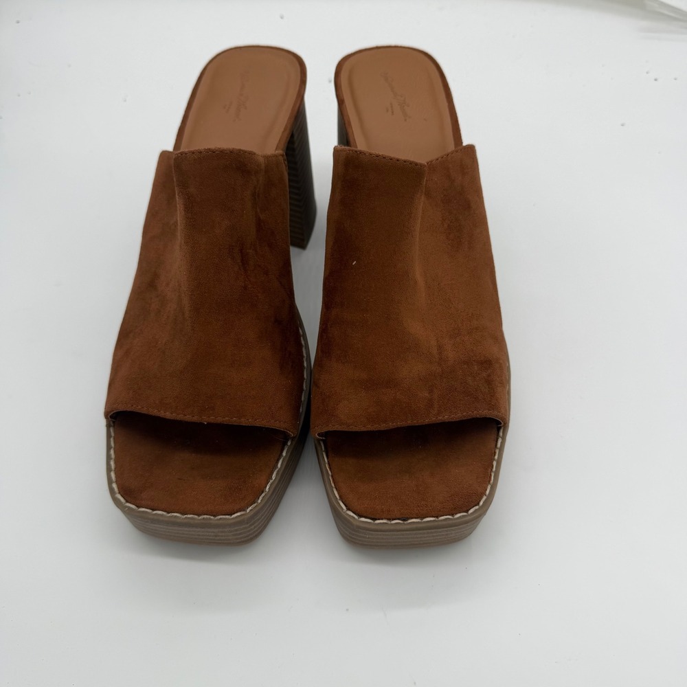 Universal Thread Womens Cognac Brown Block Heel Mules Size 11 F00011302